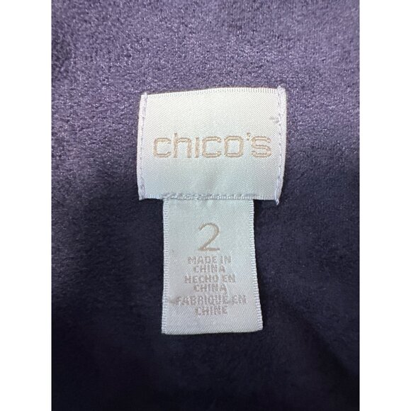 Chico's Plum Purple Microfiber Long Sleeve Button Front Stretch Blouse Sz 2 US L - Picture 5 of 8